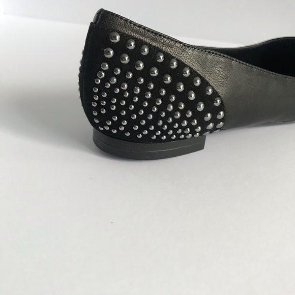 Arturo Chiang Black Leather with Grey Studs Flats - Picture 10 of 14